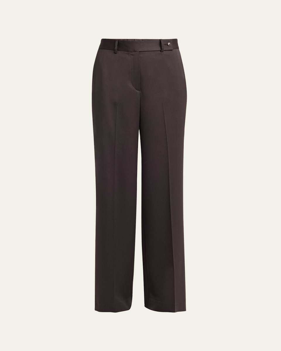 Straight Leg Wool-Blend Trousers